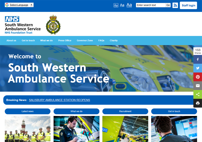 South West Ambulance Service Foundation Trust website