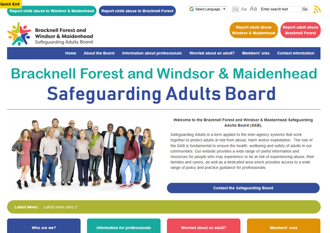 Bracknell Forest and Windsor & Maidenhead Safeguarding Adults Board website