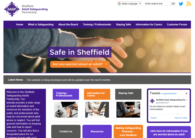 Sheffield Adult Safeguarding Partnership website
